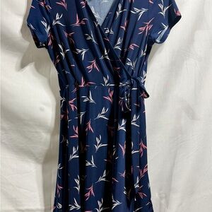 Kaileigh Navy Floral Midi Dress Perfect for Spring